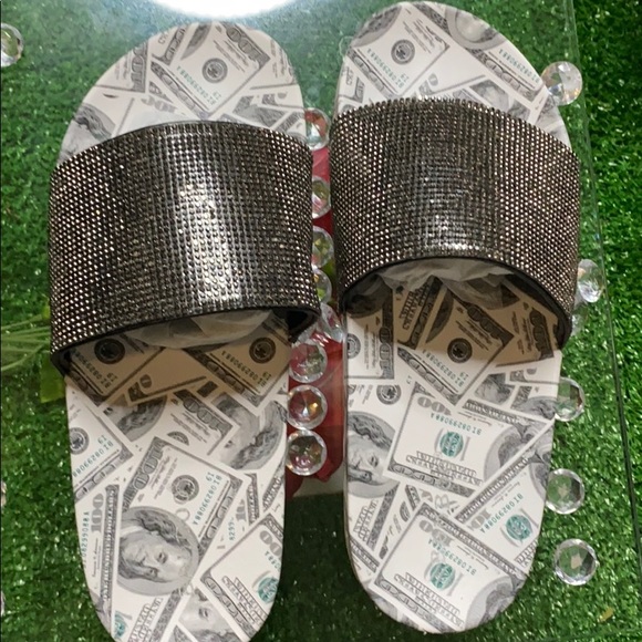 Pewter black diamond money slides size 8 - Picture 2 of 5
